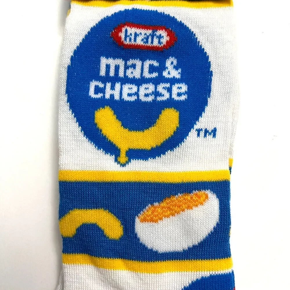 Odd Sox Unisex Kraft Mac and Cheese Novelty Crew Socks Retro Funny Blue Yellow